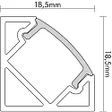 nobilé Aluminum Corner Profile 2 OP, 200cm, for LED Strips up to 1.2cm width