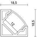 nobilé Aluminium Hjørne Profil 2 TP, 200cm, til LED Strips op til 1.2cm bredde, hvid mat