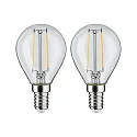 Paulmann Glødepære dråbeformet FILAMENT P45 sæt med 2, omskiftelig E14 2,7W 250lm 2700K CRI >80 