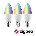 Paulmann WIFI LED Smart lyskilde RGBW sæt med 3, ZigBee styrbar E14 5W 470lm 2200-6500K CRI 80-89 dæmpbar
