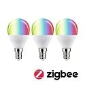 Paulmann WIFI LED Smart lyskilde RGBW sæt med 3, ZigBee styrbar E14 5W 470lm 2200-6500K CRI 80-89 dæmpbar