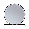 mirror with lighting MIRO Ø 50CM round, with frame, tunable white, with shelf IP44, black matt 