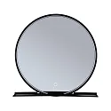 mirror with lighting MIRO Ø 50CM round, with frame, tunable white, with shelf IP44, black matt 