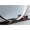 mirror with lighting MIRO Ø 50CM round, with frame, tunable white, with shelf IP44, black matt 