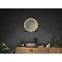 mirror with lighting MIRO Ø 50CM round, with frame, tunable white, with shelf IP44, black matt 