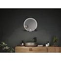 mirror with lighting MIRO Ø 50CM round, with frame, tunable white, with shelf IP44, black matt 