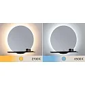 Paulmann mirror with lighting MIRO Ø 50CM round, without frame, tunable white, with shelf IP44, black matt 