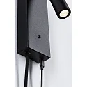 Paulmann Læselampe HULDA LED med USB tilslutning IP20, sort dæmpbar