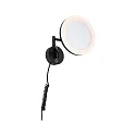 Spejl med belysning MASUA IP44 - 3X ZOOM 3-fold, rund, med fleksibel arm, CCT Switch, vipbar IP44 / IP20, sort mat 