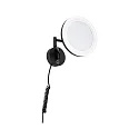 Spejl med belysning MASUA IP44 - 3X ZOOM 3-fold, rund, med fleksibel arm, CCT Switch, vipbar IP44 / IP20, sort mat 