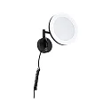 Spejl med belysning MASUA IP44 - 3X ZOOM 3-fold, rund, med fleksibel arm, CCT Switch, vipbar IP44 / IP20, sort mat 
