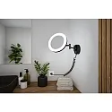 Spejl med belysning MASUA IP44 - 3X ZOOM 3-fold, rund, med fleksibel arm, CCT Switch, vipbar IP44 / IP20, sort mat 