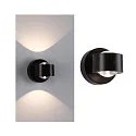 battery wall luminaire ZORIK UP&DOWN with USB connection, with lens optics, magnetic mounting IP44, black dimmable