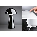 Paulmann Batteri bordlampe ONZO med USB tilslutning, med touch-dæmper IP44, blank, sort dæmpbar