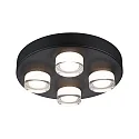 ceiling luminaire KAME Ø 250MM 4 flames, round, switchable IP44, mat, signal black 
