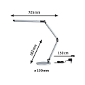 Paulmann Bordlampe FLEXBAR CCT Switch, justerbar, med touch-dæmper IP20, sølv mat dæmpbar
