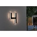 Paulmann Solar husnummer lys med batteri, indirekte IP44, sort, hvid mat 