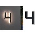 Paulmann Solar husnummer lys med batteri, indirekte IP44, sort, hvid mat 