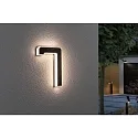 Paulmann Solar husnummer lys med batteri, indirekte IP44, sort, hvid mat 