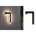 Paulmann Solar husnummer lys med batteri, indirekte IP44, sort, hvid mat 