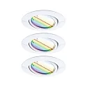 Indbygningslampe BASE COIN LED svingbar, sæt med 3, RGBW, ZigBee styrbar LED IP20