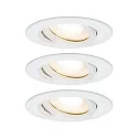 Paulmann Indbygningslampe LED Nova, IP65, rund, 7W, GU10, sæt af 3 drejelig