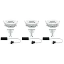 Paulmann Indbygningslampe LED Nova, IP65, rund, 7W, GU10, sæt af 3 drejelig, hvid
