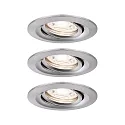 Paulmann Set of 3 Recessed spot LED NOVA MINI PLUS with LED Module, IP23, swivelling, 230V, 4.2W 2700K 300lm 38°, dimmable, iron brushed