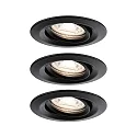 Indbygningslampe NOVA MINI PLUS COIN svingbar, sæt med 3 IP23, sort mat dæmpbar 4W 310lm 2700K 38° 38° CRI >80