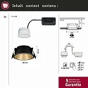 Paulmann Indbygningslampe COLE COIN LED stiv IP44, guld mat, sort dæmpbar 6,5W 460lm 2700K 100° 100° CRI >80