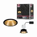 Paulmann Indbygningslampe COLE COIN LED stiv IP44, guld mat, sort dæmpbar 6,5W 460lm 2700K 100° 100° CRI >80