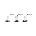Paulmann Indbygningslampe BASE COIN svingbar, sæt med 3, omskiftelig IP20, jern børstet  15W 370lm 3000K 100° 100° CRI > 80