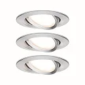 Paulmann Recessed luminaire LED Coin Slim, IP23, round, 6,8W, set of 3 dimmable and swiveling, aluminum