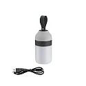 Bordlampe CLUTCH rund, Bluetooth styrbar, med USB-opladningsfunktion IP44, grå dæmpbar