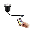 Gulvindbygningslampe LED PLUG&SHINE RGBW, ZigBee styrbar IP65, sort, sølv dæmpbar