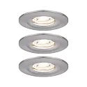 Set of 3 LED Recessed luminaire NOVA MINI with Module COIN, IP44, fixed, iron brushed