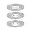 Set of 3 LED Recessed luminaire NOVA MINI with Module COIN, IP44, fixed, alu turned