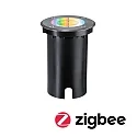 Paulmann Gulvindbygningslampe FLOOR RGBW rund, ZigBee styrbar IP67, sort dæmpbar
