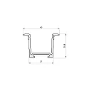 Vingeprofil MEDIUM WING 40/25.9/B2C2 - 2M indbygget version, pulverlakeret, hvid