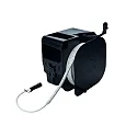 Batteri lyskæde VARDAFLEX E WORK LIGHT / 10M DRUM 830 med afbryder, med adapter, med håndtag, uden oplader sort, hvid