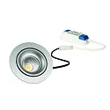 LED Recessed spot GAIL set of 1, round, 6W, 3000K, IP40, swivelling, On-Off, Plug&play, silver
