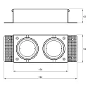 Rutec Projekt ceiling recessed luminaire VANYA 2 flames, square, swivelling, flush IP20, black dimmable