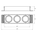 Rutec Projekt ceiling recessed luminaire VANYA 3 flames, square, swivelling, flush IP20, black dimmable
