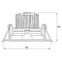 Rutec Projekt Indbygningslampe BAN COB rund, svingbar, konstant strøm IP40, hvid dæmpbar 7W 620lm 2700K 40° CRI 90-100