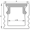 Rutec Projekt U-profil MUP6/6 MINI, aluminium anodiseret