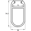 Rutec Projekt Profil KSP18/34 COAT RAIL - 2M, aluminium anodiseret