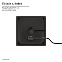 SIGOR battery table lamp NUTALIS 10X10CM cube shape, CCT Switch, with touch dimmer, with charger IP54, night black dimmable