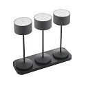 Batteri bordlampe VELUNA up / down, CCT Switch, sæt med 3, med touch-dæmper IP44, nat sort dæmpbar