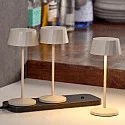 Batteri bordlampe FACETTA down, CCT Switch, sæt med 3, med touch-dæmper IP44, dune beige dæmpbar