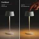 Batteri bordlampe FACETTA down, CCT Switch, sæt med 3, med touch-dæmper IP44, dune beige dæmpbar